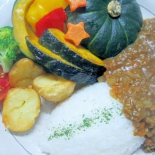 ひき肉カレーの野菜添え